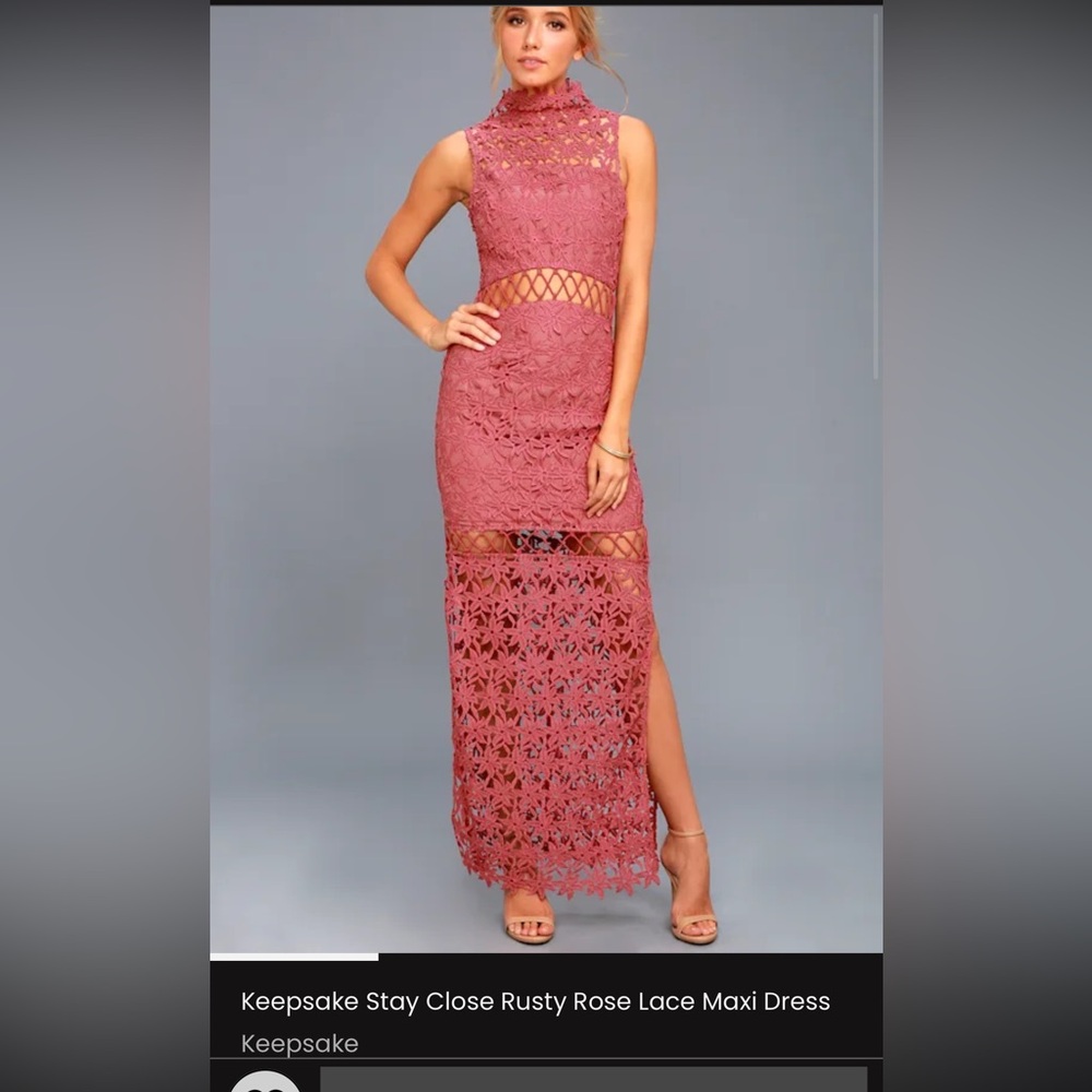 Lulus Keepsake  stay close rusty rose maxi dress